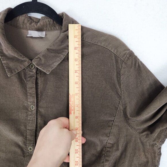 J Jill Shirt Womens Extra Large Brown Lightweight Corduroy Button Up Tunic - Picture 5 of 11